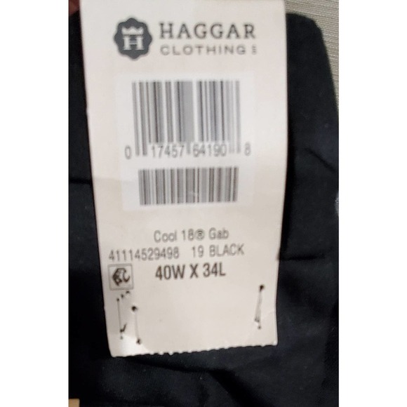 NWT Haggar Classic Fit Plain Flat Front Men's Pant - Black 40W x 34L - Picture 6 of 10